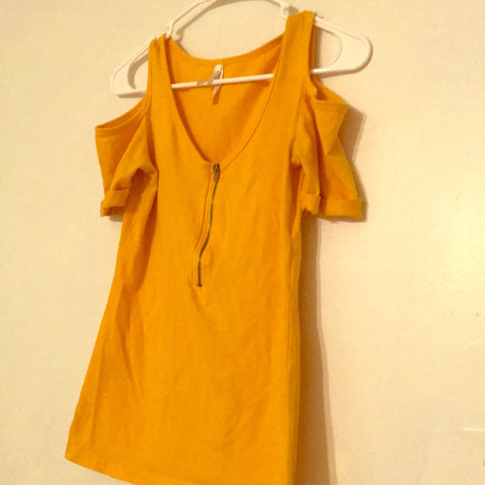Yellow open shoulder blouse